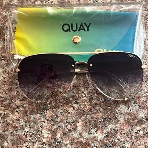 Quay Australia High Key Rimless Gold Aviator Sunglasses